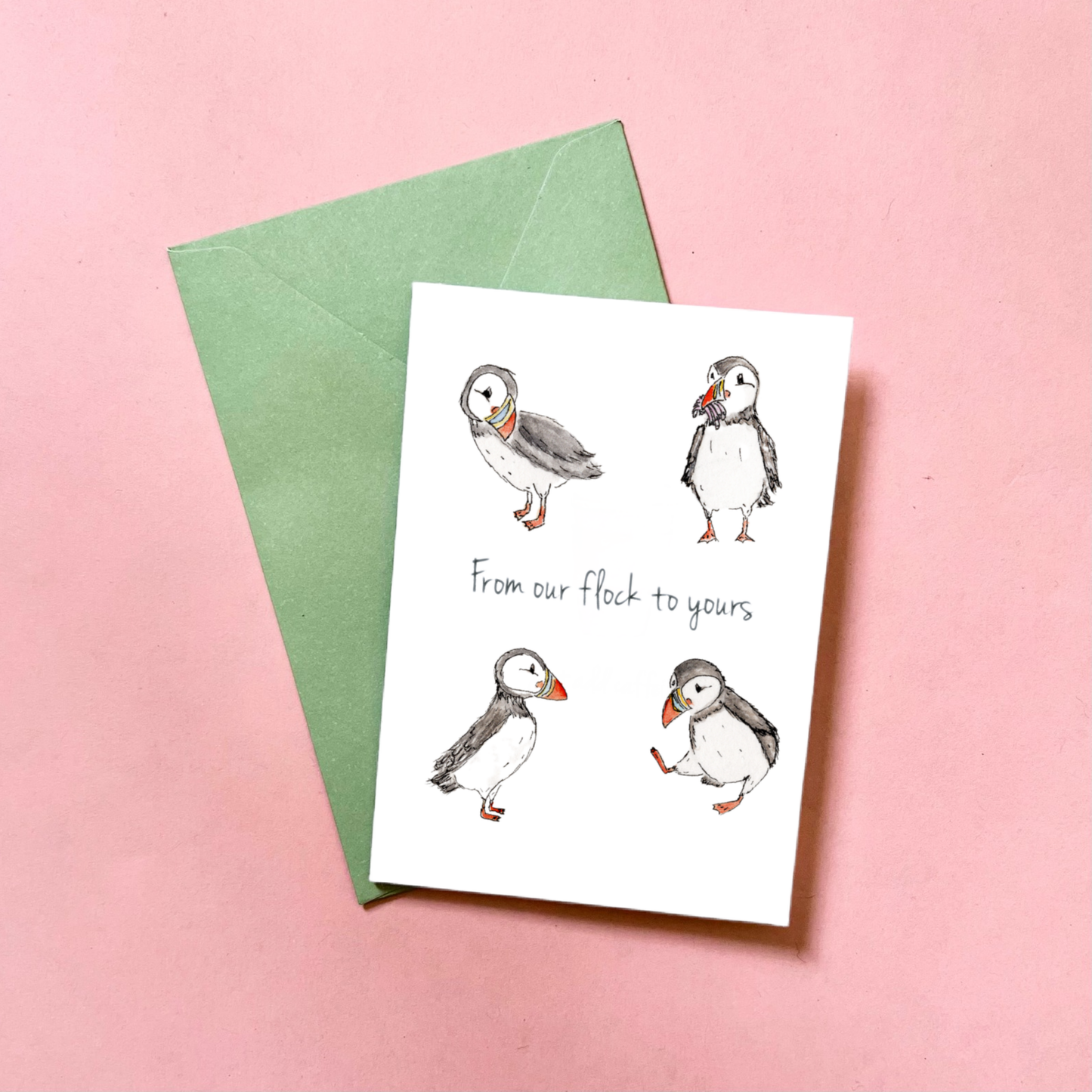 Our Flock to Yours | Puffin Holiday Mini Card Set