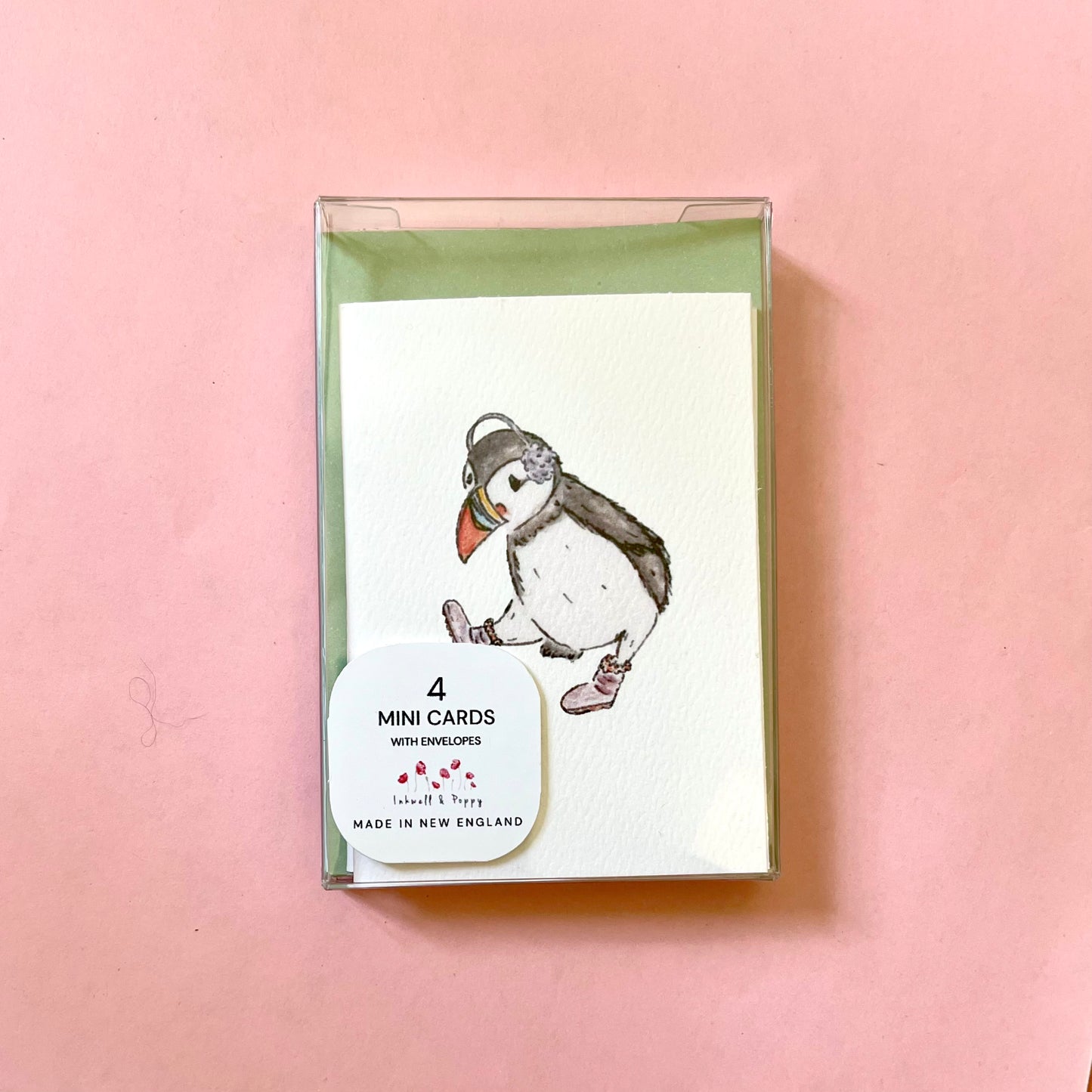 Funny Winter Puffin | Blank Mini Correspondence Card Set