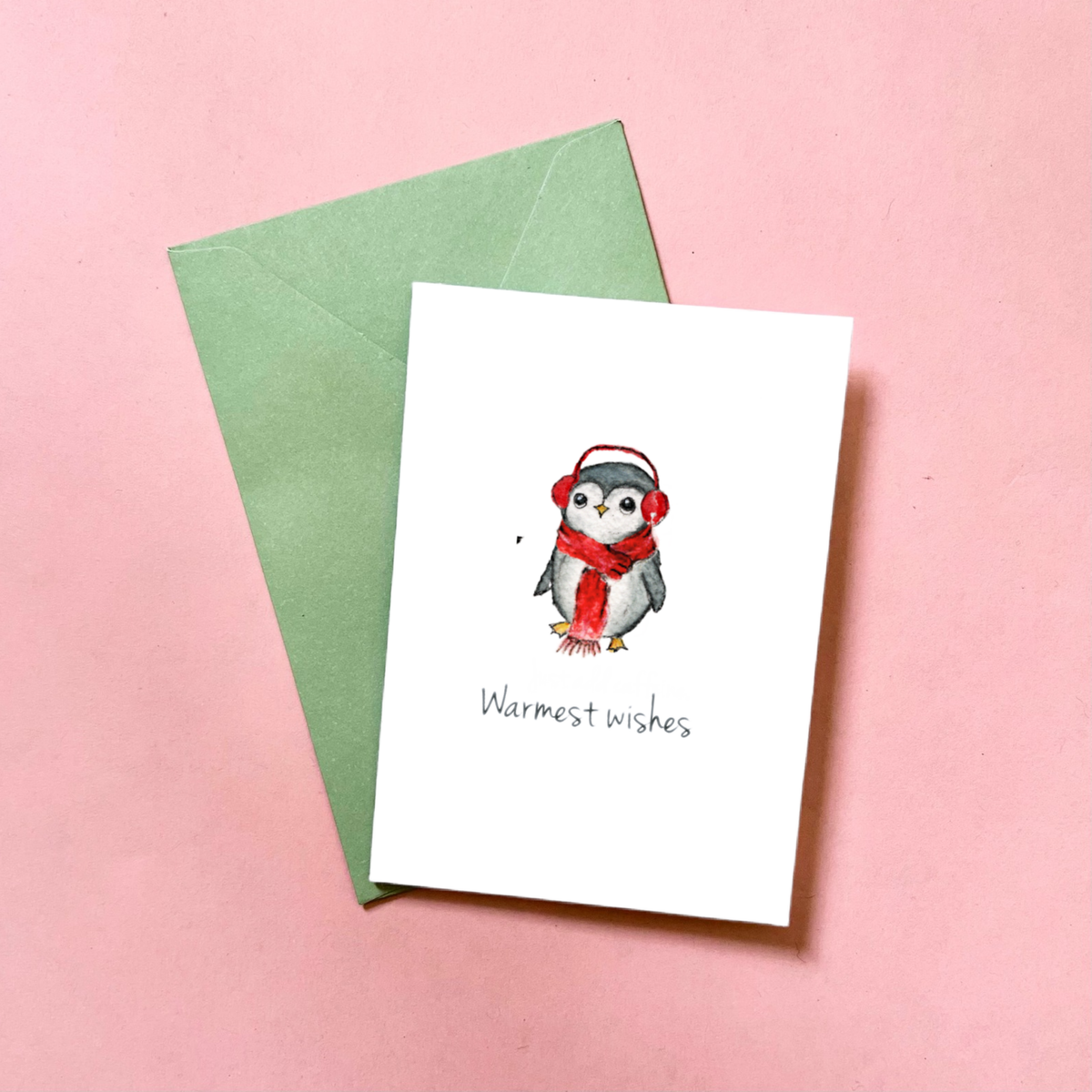 Warmest Wishes | Cute Penguin Holiday Mini Card Set
