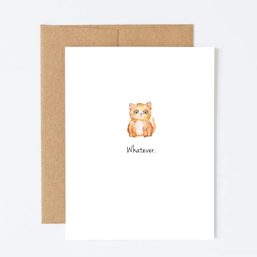 "Whatever" Disgruntled Cat Greeting Card