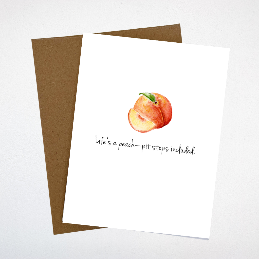 Greeting card with watercolor peach