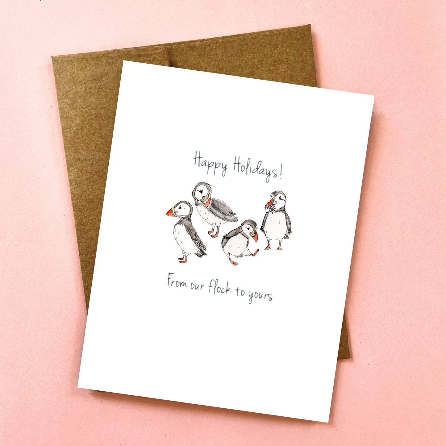 From Our Flock to Yours | Puffin Family Christmas/Holiday Greeting Card