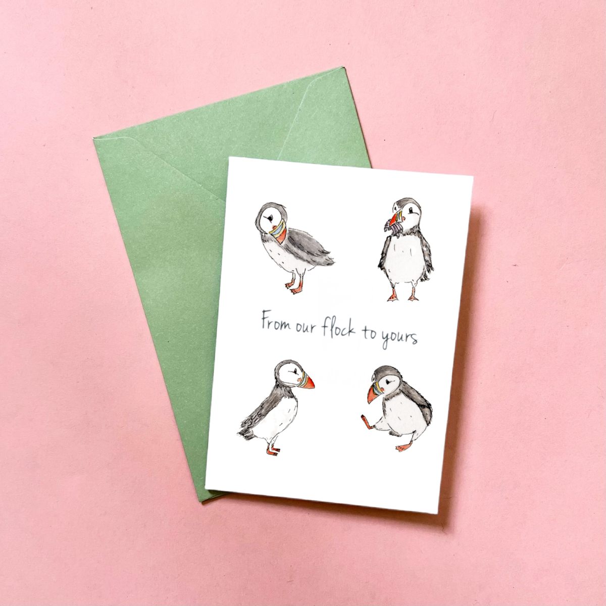 Our Flock to Yours | Puffin Holiday Mini Card Set