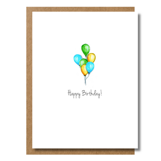 Cute watercolor illustration of balloons for birthday card for kids