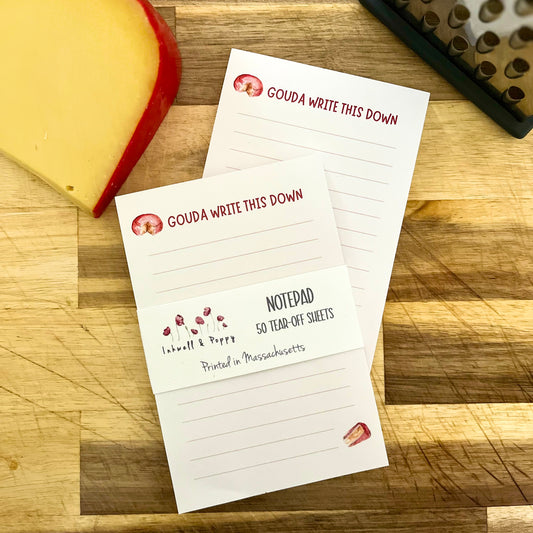 cheese themed notepad