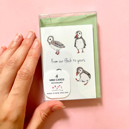 Our Flock to Yours | Puffin Holiday Mini Card Set