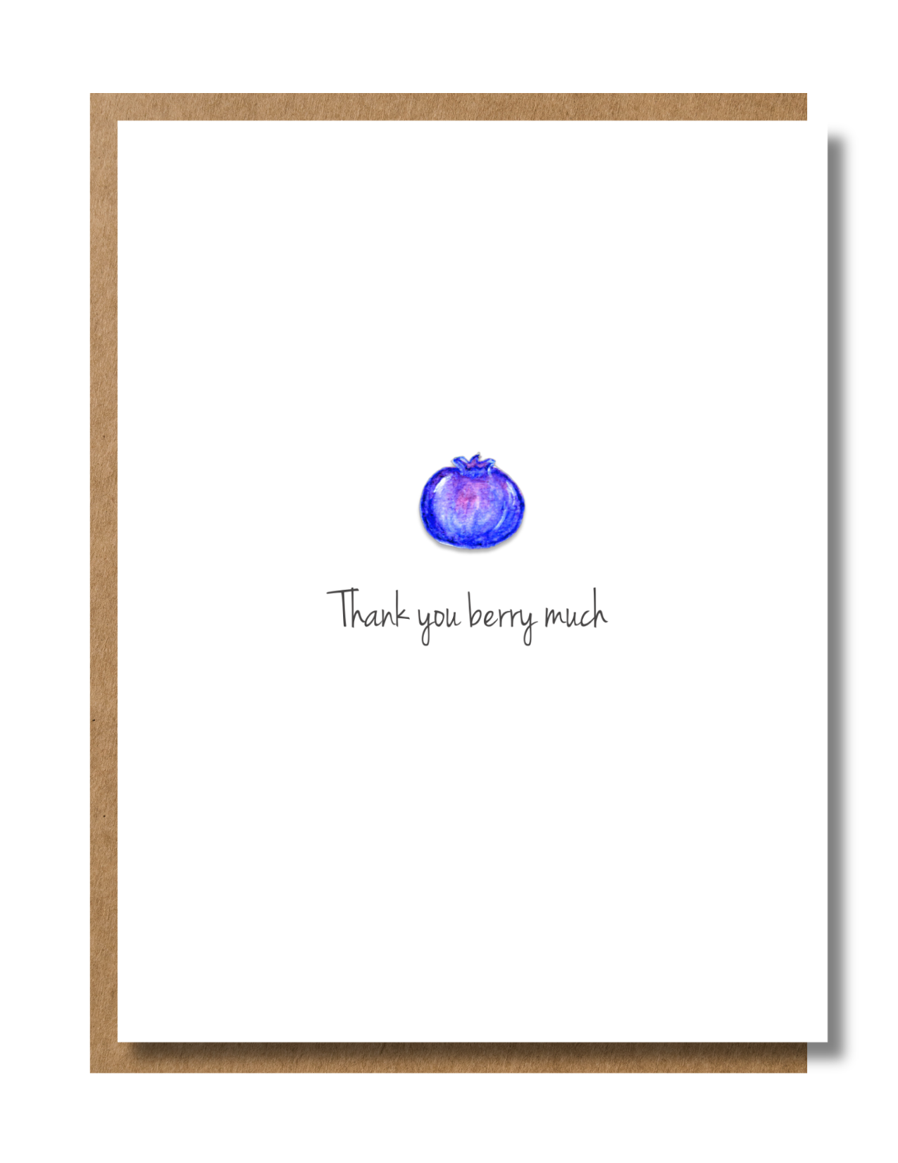 Cute blueberry watercolor illustration on thank you greeting card